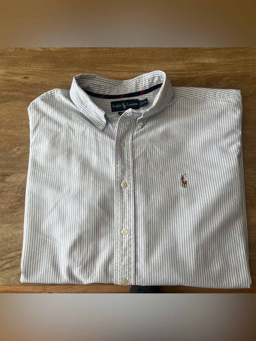 Ralph Lauren Blue and White Striped Button-Down Shirt